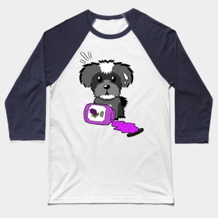 Naughty Schnauzer Spills a jar of grape jam! Baseball T-Shirt